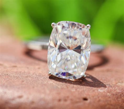 Elongated Cushion Cut Moissanite Solitaire Engagement Ring Etsy