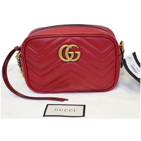 Gucci Gg Marmont Matelasse Mini Leather Crossbody Bag Red Us