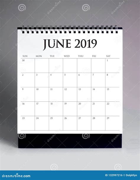 Simple Desk Calendar 2019 June Stock Photo Image Of Month Desk