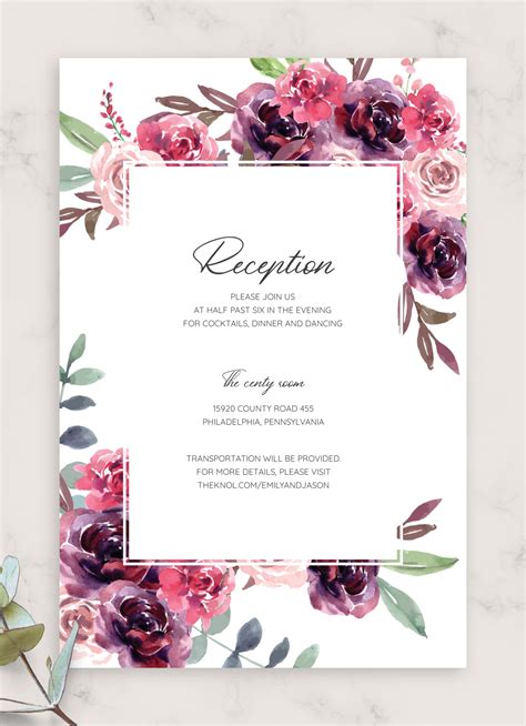Printable Floral Wedding Invitations Free Printable Wedding