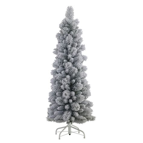 Puleo International 45 Ft Pencil Flocked Artificial Christmas Tree In