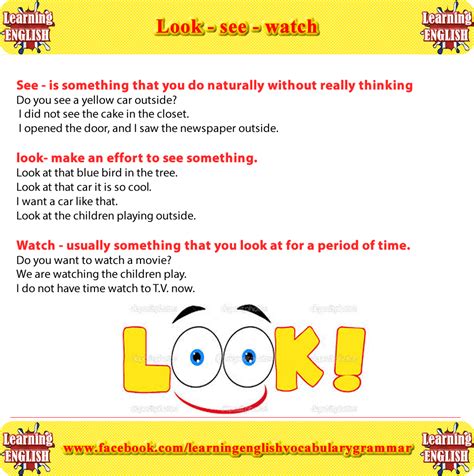 Look See Watch Meaning And Differences In English Ingles