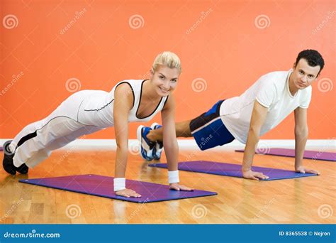 People Completing Push Ups Stock Photo Image Of Indoor 8365538