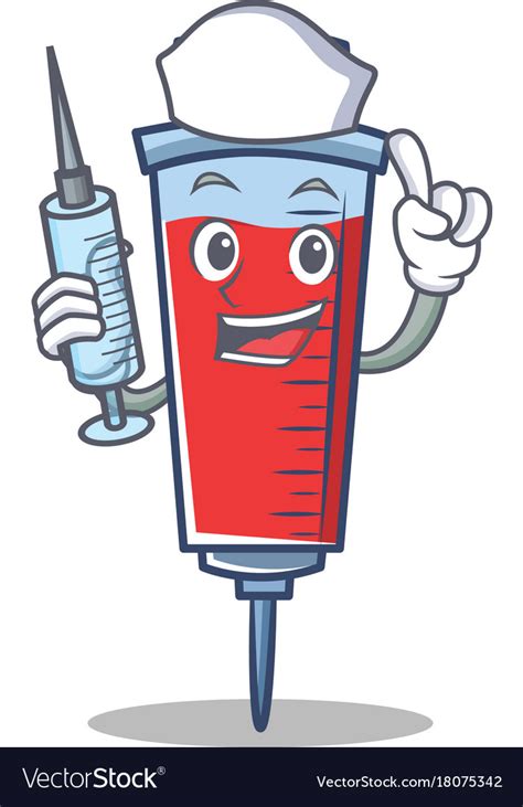 Nurse Syringe Character Cartoon Style Royalty Free Vector
