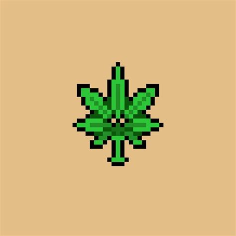 Una Hierba De Cannabis Con Estilo Pixel Art Vector Premium