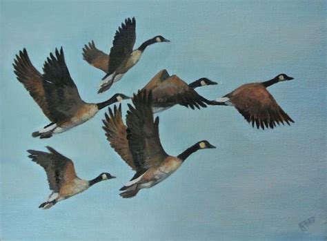 Flying Geese Painting Bird Artwork Framed And Ready To Hang 2017