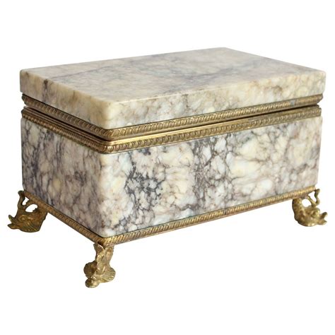 Vintage Italian Marble And Brass Box From A Unique Collection Of
