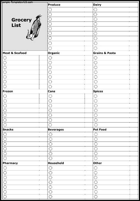 7 Best Grocery List Template Printable Amenable Grocery List Template