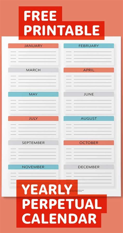 This Perpetual Calendar Template Is Free To Print And Is An Easy Way To