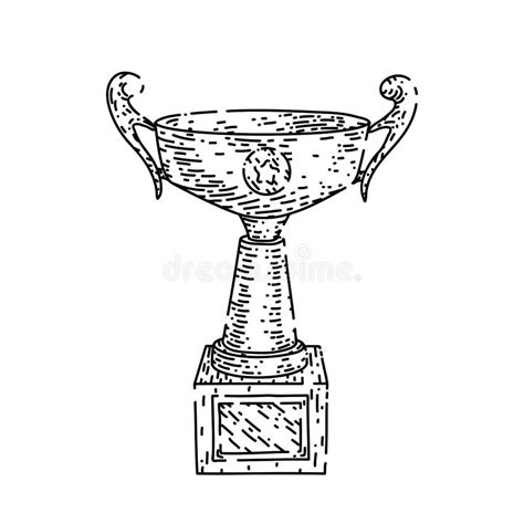 Trophy Gold Sketch Hand Drawn Vector Stock Vector Illustration Of