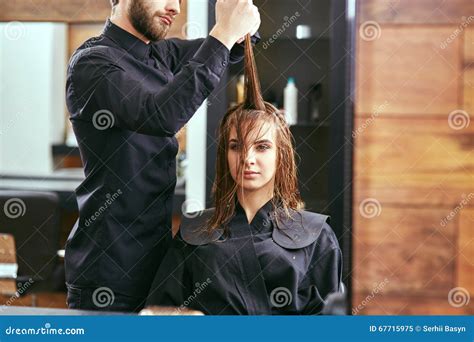 Women S Haircut Hairdresser Beauty Salon Stock Image Image Of