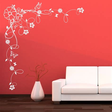 Corner Flower Vine Hibiscus Wall Art Sticker Vinyl Transfer Decal Mural