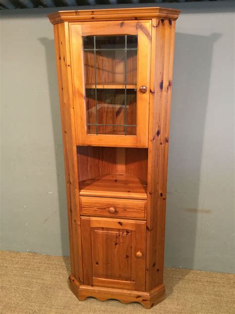 Solid Antique Pine Traditional Tall Corner Cabinet Cupboard Unit
