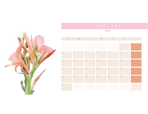 2021 Wall Calendar Printable Monthly Flowers Botanical Etsy