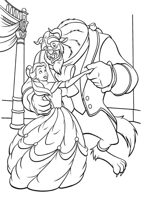 Printable the beauty and the beast coloring page. Beauty and the beast dancing coloring pages for kids ...