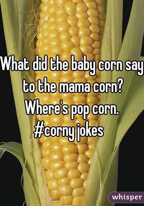 What Did The Baby Corn Say To The Mama Corn Wheres Pop Corn Corny