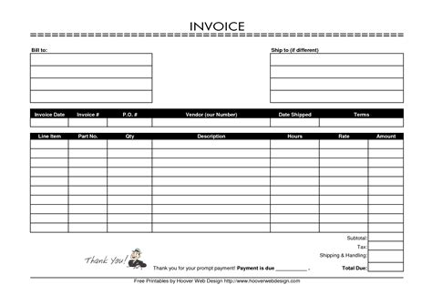 Invoice Blank Form Free Printable Vertales