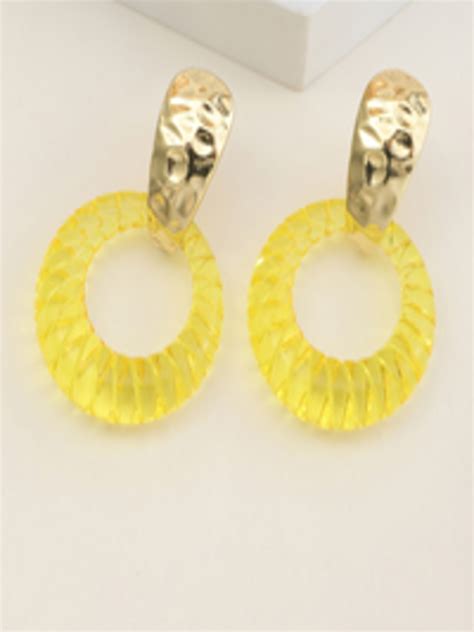 Buy Urbanic Yellow Golden Circular Drop Earrings Earrings For Women
