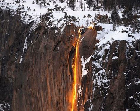 Sunlight Makes This Waterfall Look Like Lava — And The Photos Are