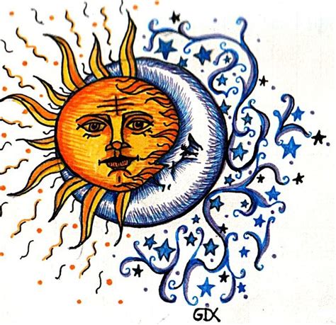 Love This Idea Of A Moon And Sun Combined Sun And Moon Drawings