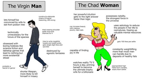 The Virgin Man Vs The Chad Woman Virgin Vs Chad Know Your Meme