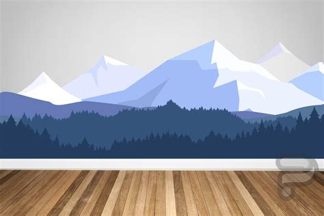 Removable Mountain Wall Decal Peel And Stick Wall Mural Etsy
