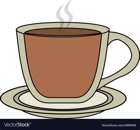 Color Image Cartoon Transparent Cup Coffee Vector Image