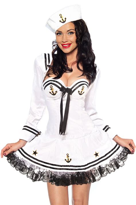 Sexy Sailor Marine Pin Up Girl Costume Fancy Party Dress Set Halloween