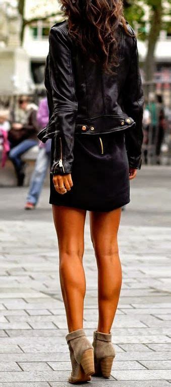 Short Black Dress Leather Coat And Ankle Boots Luvtolook Virtual Styling