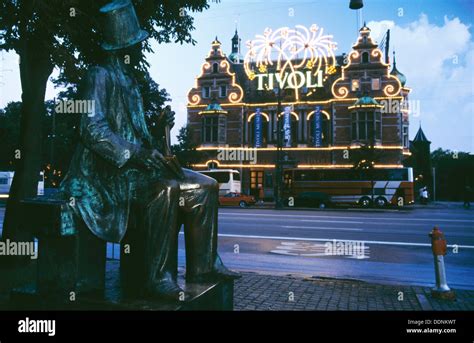 Tivoli Gardens Statue Of Hans Christian Andersen Copenhagen Stock