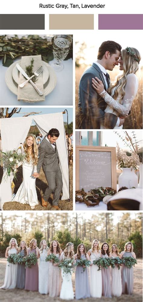 Rustic Gray Tan And Lavender Wedding Color Palette Lavender Wedding