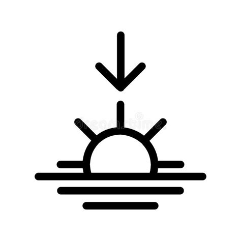 Sunset Vector Icon Black And White Sunset Illustration Outline Linear