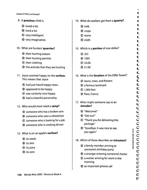 Wordly Wise Grade 4 Lesson 8 Test Kimberly Lind Vg Library
