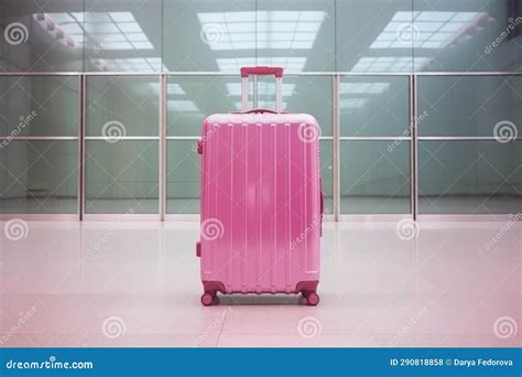 Suitcase In Empty Airport Corridor Travel Concept Stock Photo Image