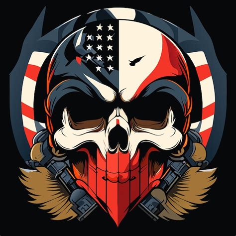 Premium Vector American Flag Skull Art Collection