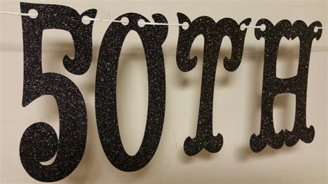 Personalized Black Sparkle Happy 50th Birthday Banner With