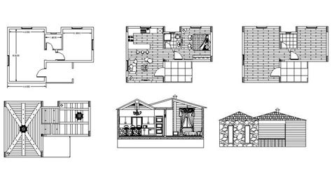 Beautiful Small House Elevation Section Plan And Cover Plan Cad