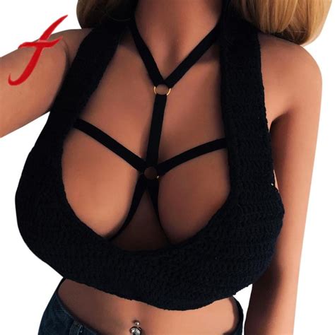 Feitong Gothic Sexy Women Girl Bandage Bra Hollow Elastic Alluring Cage