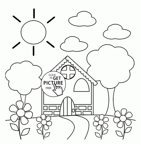 Make your world more colorful with printable coloring pages from crayola. Preschool House in Spring coloring page for kids, seasons coloring pages printables free ...
