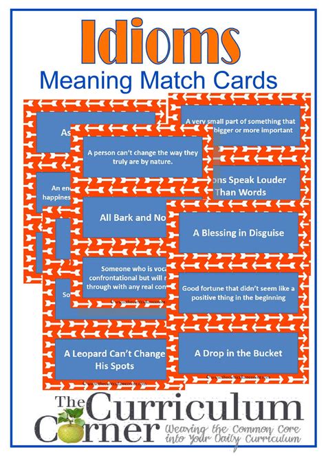 Practice with Idioms - Meaning Match Cards - The Curriculum Corner 4-5-6