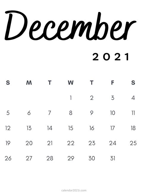 December 2021 Printable Calendar Free Resume Templates