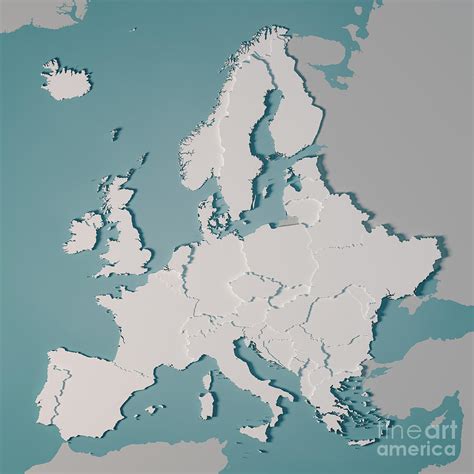 Europe Country Map 3d Render Digital Art By Frank Ramspott Fine Art
