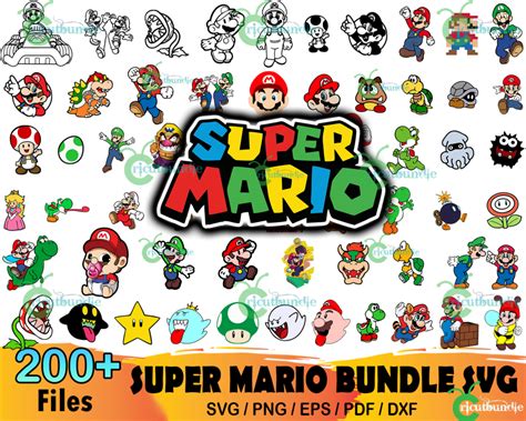 200 Super Mario Bundle Svg Mario Svg Mario Clipart Mario Cricut