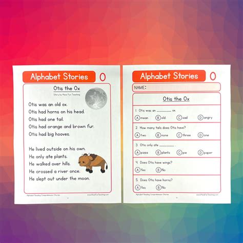 Alphabet Stories Letter O Reading Comprehension Worksheet Have Fun