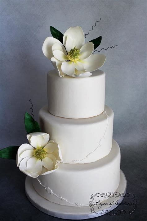 Magnolia Wedding Cake Decorated Cake By Justsweet Cakesdecor