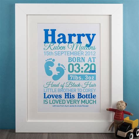 Find thoughtful gifts for dad such as personalized coastal pocket knife, memory keepsake dish set, star wars rolling pin, established custom printed 16oz. Personalised Baby Boy Print | GettingPersonal.co.uk