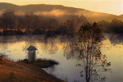 Lake Hills Morning Autumn Forest Fog Reflection D Wallpaper 2048x1367
