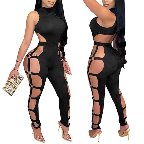 black hollow out open back jumpsuit 88211592462 sleeveless hollow out open back jumpsuit for