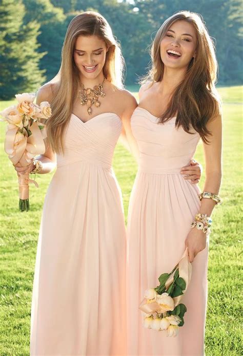Pink Long Chiffon Bridesmaid Dresses