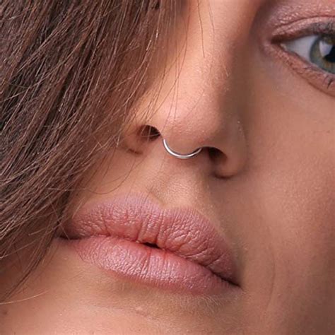 Faux Septum Ring In 925 Sterling Silver No Piercing Needed Septum Cuff Faux